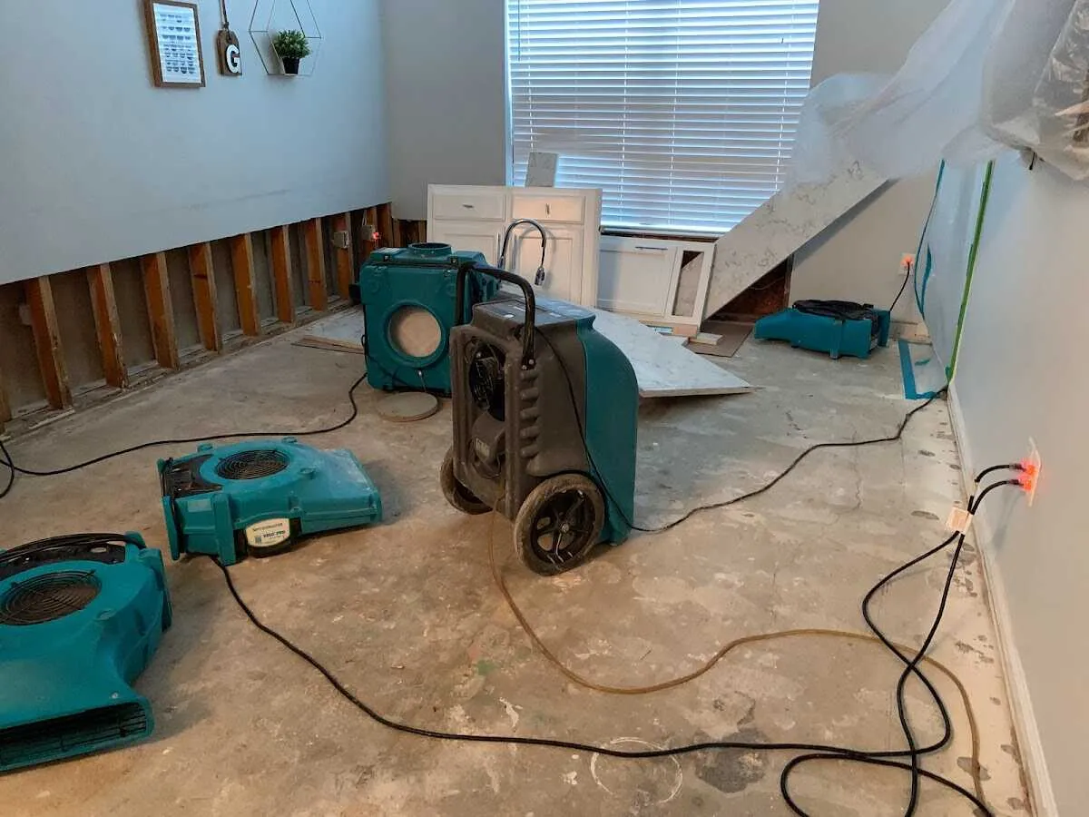 Dehumidifier in flood-cut room for Water Damage Restoration in Fountainhead-Orchard Hills